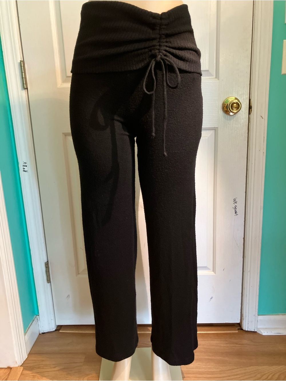 Forever 21 Black Fold-Over Drawstring Wide Leg Pants